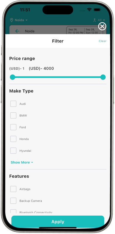 Search Filter Screen