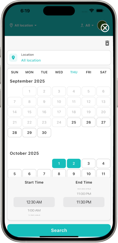 Booking Calendar Screen